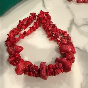 Red Coral Beaded Necklace